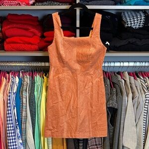 Miami orange sleeveless back zipper closure corduroy dress size S NWT
